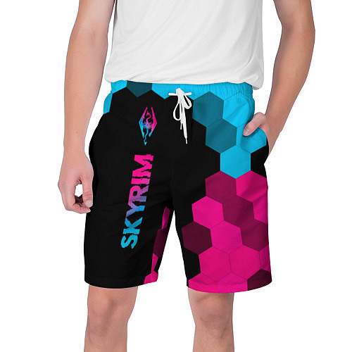 Мужские шорты Skyrim - neon gradient: по-вертикали / 3D-принт – фото 1