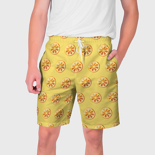 Мужские шорты Апельсин Паттерн - Желтая версия / 3D-принт – фото 1