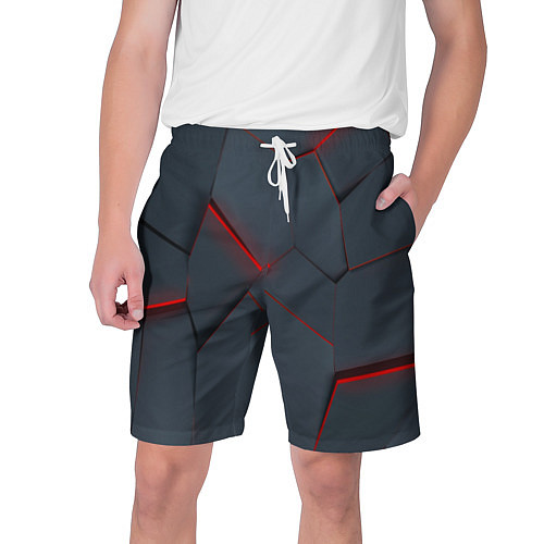 Мужские шорты Геометрический узор треснутого асфальта / 3D-принт – фото 1
