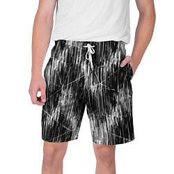 Шорты на шнурке мужские Черно-белые штрихи, зигзаг, цвет: 3D-принт