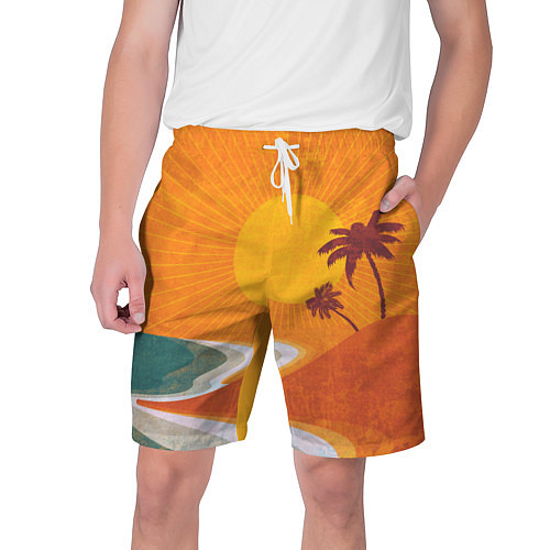 Мужские шорты Закат на побережье минимализм / 3D-принт – фото 1