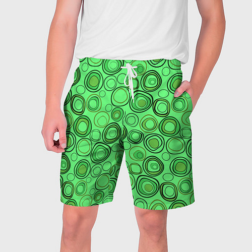 Мужские шорты Ярко-зеленый неоновый абстрактный узор / 3D-принт – фото 1