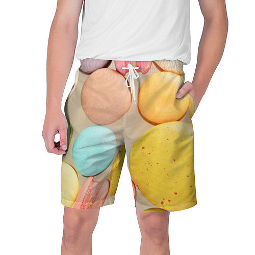 Мужские шорты Разноцветные пирожные Макарон / 3D-принт – фото 1