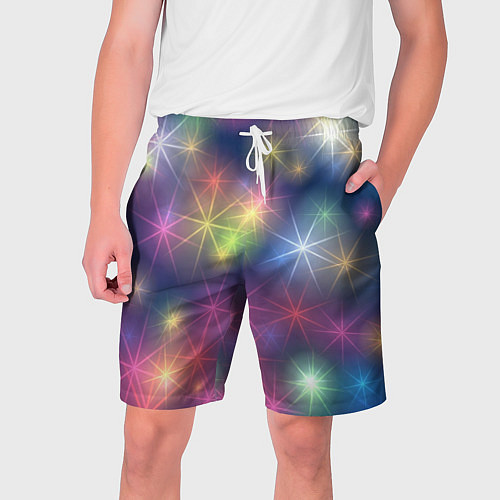 Мужские шорты Разноцветные неоновые блики / 3D-принт – фото 1