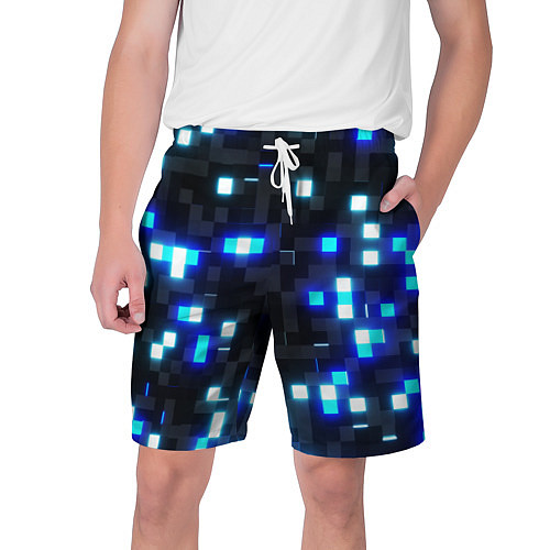 Мужские шорты Неоновые светящиеся квадраты / 3D-принт – фото 1