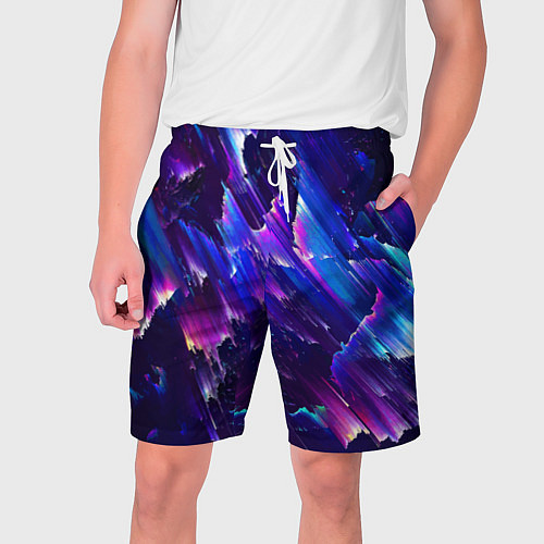 Мужские шорты Космический неоновый глитч / 3D-принт – фото 1