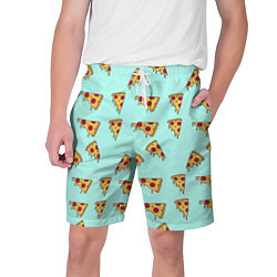 Мужские шорты Куски пиццы на голубом фоне