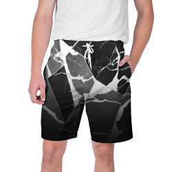 Шорты на шнурке мужские Черно-белый мрамор с трещинами, цвет: 3D-принт