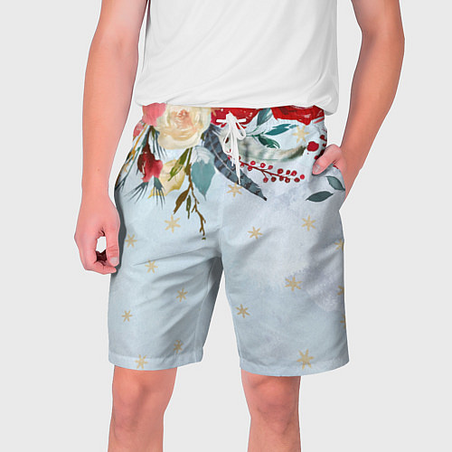 Мужские шорты Новогодний букет из роз / 3D-принт – фото 1