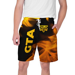 Шорты на шнурке мужские GTA - gold gradient: надпись, символ, цвет: 3D-принт