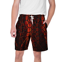 Шорты на шнурке мужские Соты на красном фоне, цвет: 3D-принт