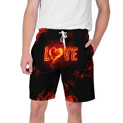 Шорты на шнурке мужские Fire love, цвет: 3D-принт