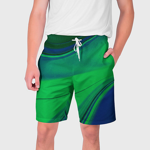 Мужские шорты Зелёно-синий песок и блёстки / 3D-принт – фото 1