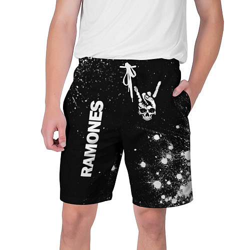 Мужские шорты Ramones и рок символ на темном фоне / 3D-принт – фото 1