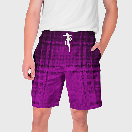 Мужские шорты Абстрактный мозаичный черно - пурпурный узор / 3D-принт – фото 1