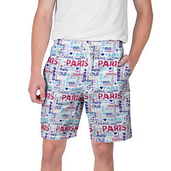 Шорты на шнурке мужские Парижская бумага с надписями - текстура, цвет: 3D-принт
