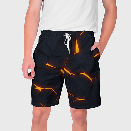 Мужские шорты Неоновые плиты в разломе / 3D-принт – фото 1