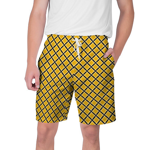 Мужские шорты Черно-желтый клетчатый узор / 3D-принт – фото 1
