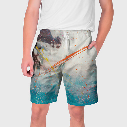 Мужские шорты Абстрактные мазки красок на тенях и тумане / 3D-принт – фото 1