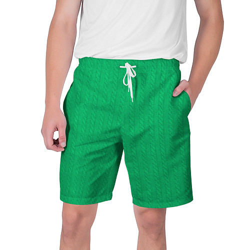 Мужские шорты Зеленый вязаный свитер / 3D-принт – фото 1