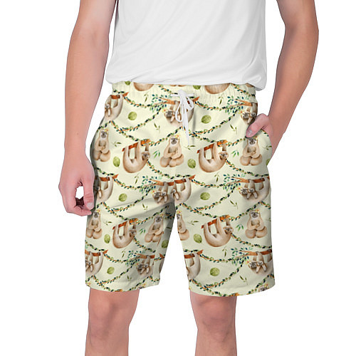 Мужские шорты Ленивцы висят на лианах / 3D-принт – фото 1
