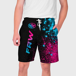 Шорты на шнурке мужские FAW - neon gradient: по-вертикали, цвет: 3D-принт