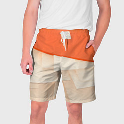 Шорты на шнурке мужские Абстрактные геометрические оранжевые и светлые фиг, цвет: 3D-принт