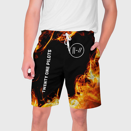 Мужские шорты Twenty One Pilots и пылающий огонь / 3D-принт – фото 1