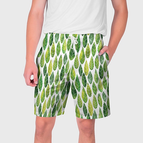 Мужские шорты Акварельные листья / 3D-принт – фото 1