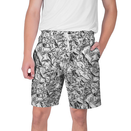 Мужские шорты Текстура мятой алюминиевой фольги / 3D-принт – фото 1