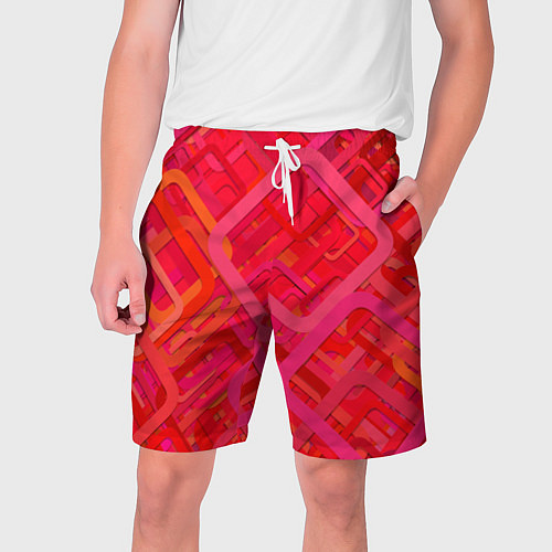 Мужские шорты Красные абстрактные геометрические ромбы / 3D-принт – фото 1