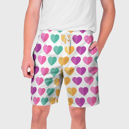Мужские шорты Яркие сердечки / 3D-принт – фото 1