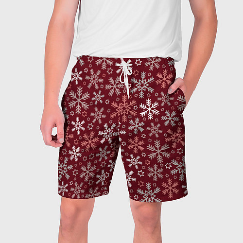 Мужские шорты Новогодний узор из снежинок / 3D-принт – фото 1