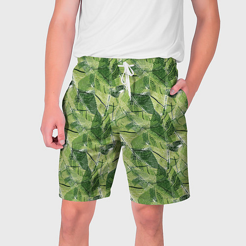 Мужские шорты Милитари листья крупные / 3D-принт – фото 1