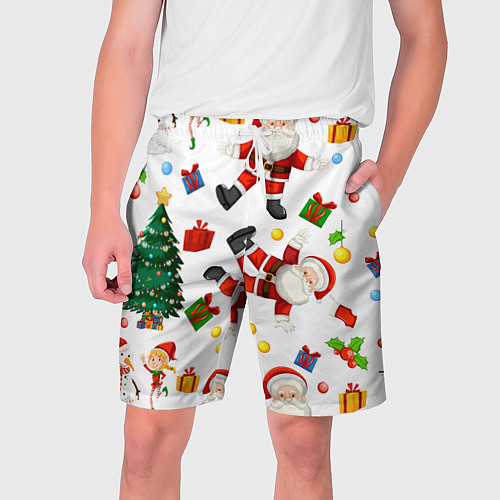 Мужские шорты Танцы с Сантой возле ёлки / 3D-принт – фото 1
