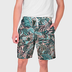 Шорты на шнурке мужские Тропический узор, цвет: 3D-принт