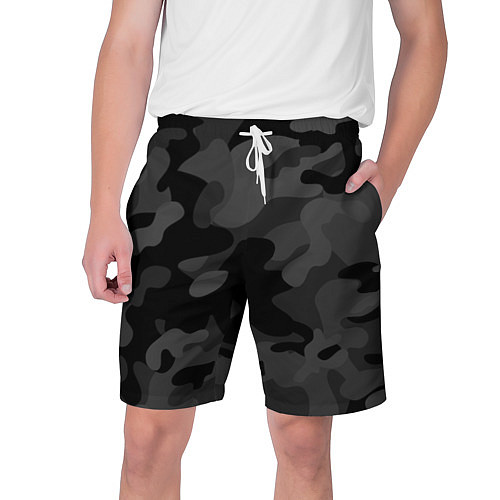 Мужские шорты Черный ночной камуфляж / 3D-принт – фото 1
