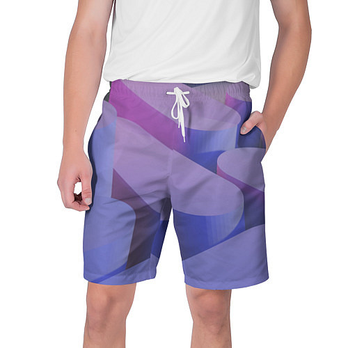 Мужские шорты Абстрактные фиолетовые прямоугольники со скругленн / 3D-принт – фото 1