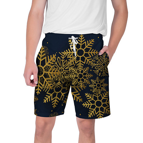 Мужские шорты Золотые снежинки / 3D-принт – фото 1