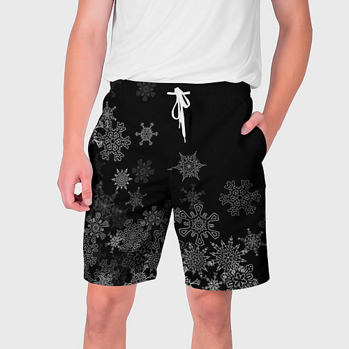 Мужские шорты Красивые белые снежинки / 3D-принт – фото 1