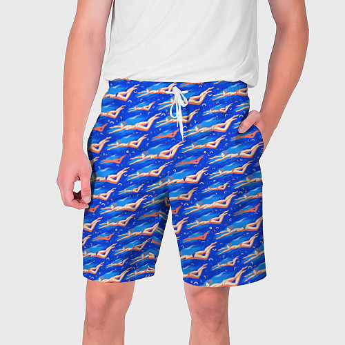 Мужские шорты Плывущие девушки на синем / 3D-принт – фото 1