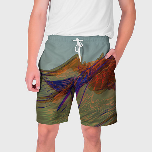 Мужские шорты Волнообразные разноцветные музыкальные линии / 3D-принт – фото 1