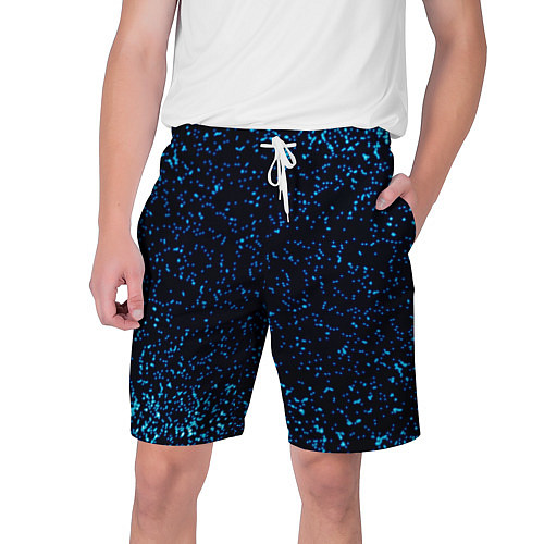 Мужские шорты Неоновый синий блеск на черном фоне / 3D-принт – фото 1