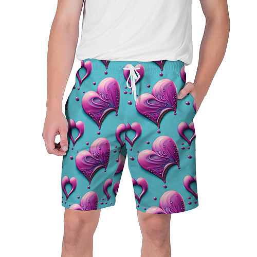 Мужские шорты Паттерн сердца и капли / 3D-принт – фото 1