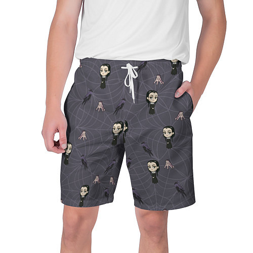 Мужские шорты Уэнсдей, Вещь и вороны - паттерн / 3D-принт – фото 1