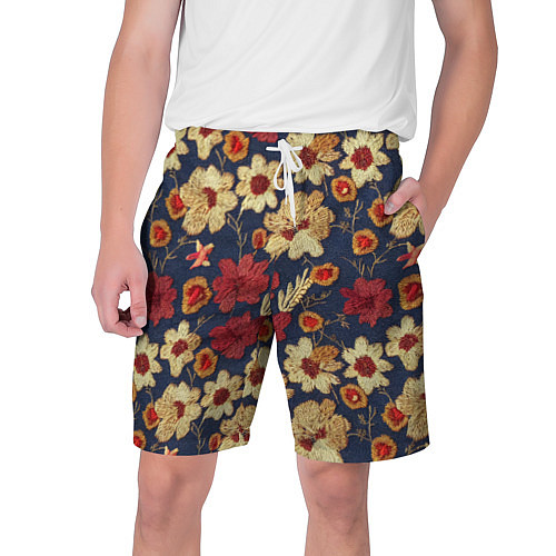 Мужские шорты Эффект цветочной вышивки / 3D-принт – фото 1