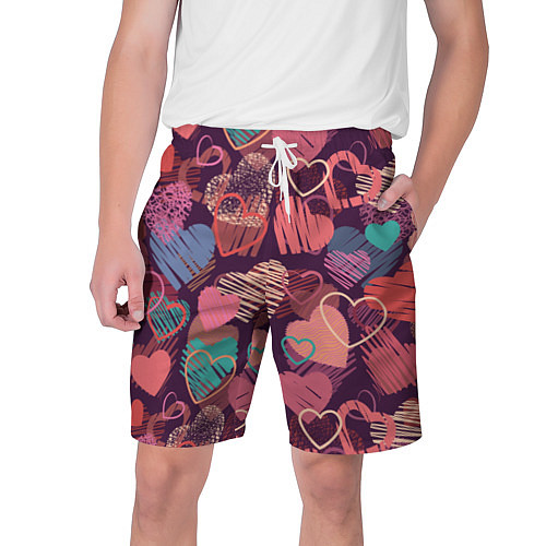 Мужские шорты Узор из разных сердец / 3D-принт – фото 1