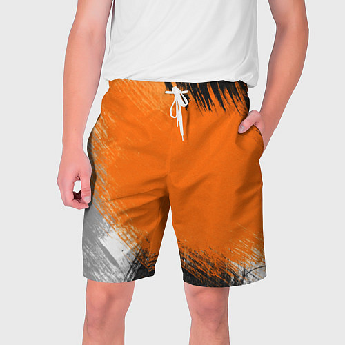 Мужские шорты Желто-черный узор Мазки краски / 3D-принт – фото 1