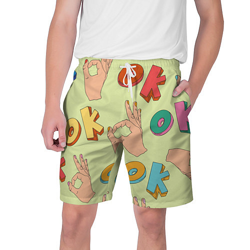 Мужские шорты Emoji ok / 3D-принт – фото 1