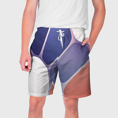 Мужские шорты Узор из синих, фиолетовых, белых и оранжевых камне / 3D-принт – фото 1